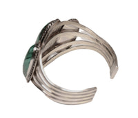 Navajo Sterling Silver Three Malachite Cab Bracelet