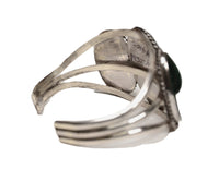 Navajo Sterling Silver Three Malachite Cab Bracelet