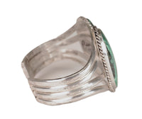 Navajo Sterling Silver Bracelet with Double Malachite Cab