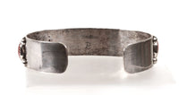 Navajo Sterling Silver Bracelet with Nine Coral Settings by Paul Lawrence