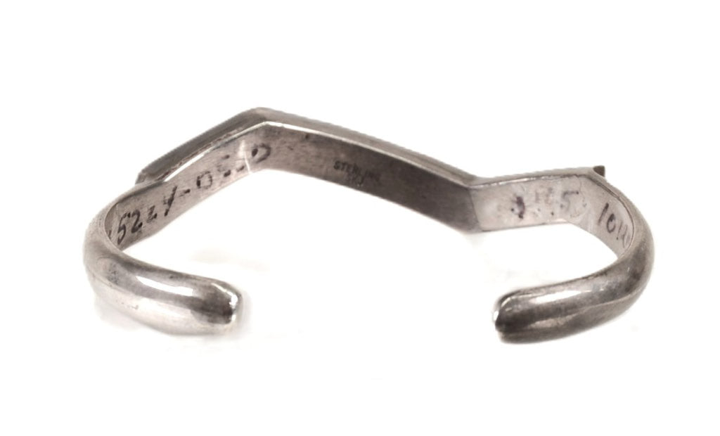 Zuni Sterling Silver Multi Stone Inlay Zig Zag Cuff Bracelet