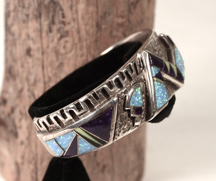 Navajo Sterling Silver Lapis Inlay Bracelet By Ervin Hoskie
