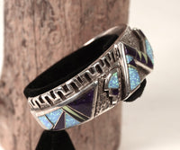 Navajo Sterling Silver Lapis Inlay Bracelet By Ervin Hoskie
