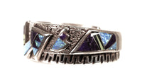 Navajo Sterling Silver Lapis Inlay Bracelet By Ervin Hoskie