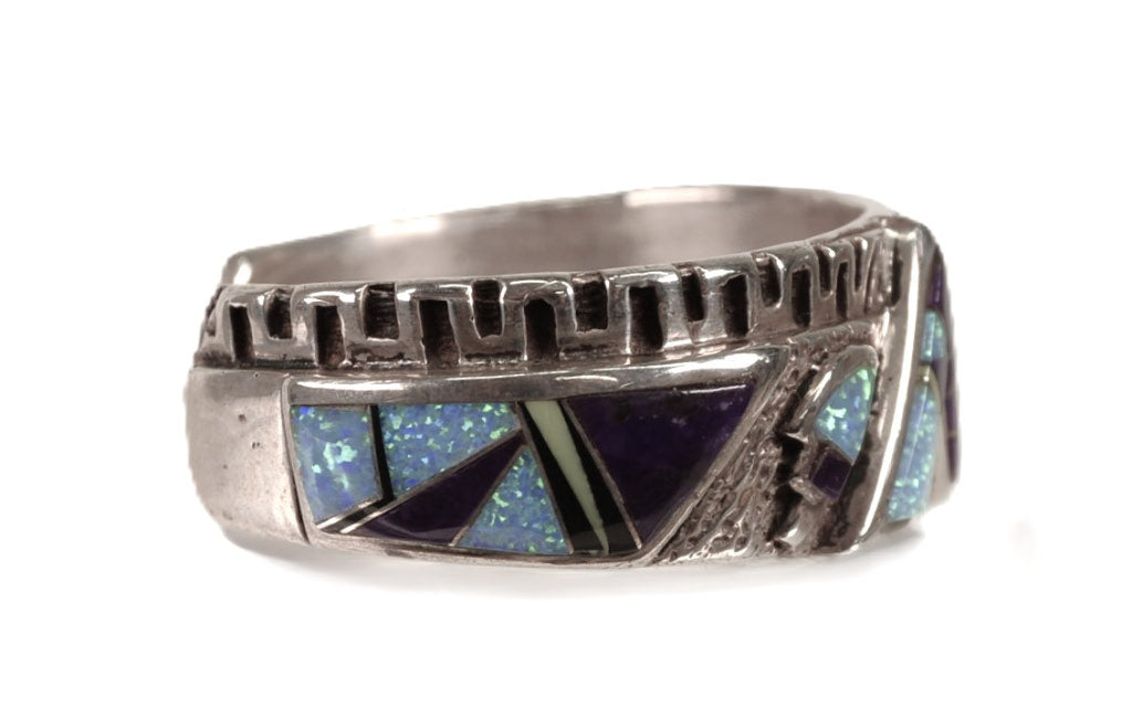 Navajo Sterling Silver Lapis Inlay Bracelet By Ervin Hoskie
