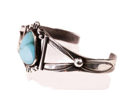 Navajo Sterling Silver Bracelet with one Light Turquoise Rounded Triangle Setting