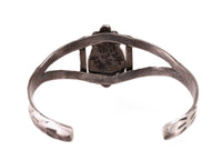 Navajo Sterling Silver Bracelet with one Light Turquoise Rounded Triangle Setting