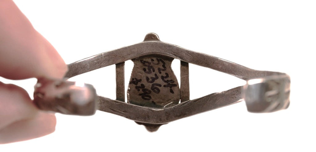 Navajo Sterling Silver Bracelet with one Light Turquoise Rounded Triangle Setting