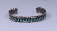 Zuni Sterling Silver 14 Petit-Point Turquoise Bracelet