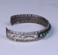 Zuni Sterling Silver 14 Petit-Point Turquoise Bracelet