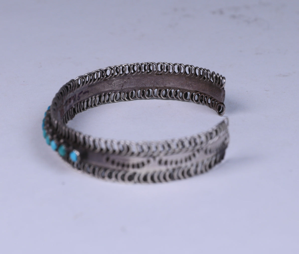 Zuni Sterling Silver 14 Petit-Point Turquoise Bracelet