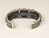 Navajo Sterling Silver Five Green Settings Bracelet