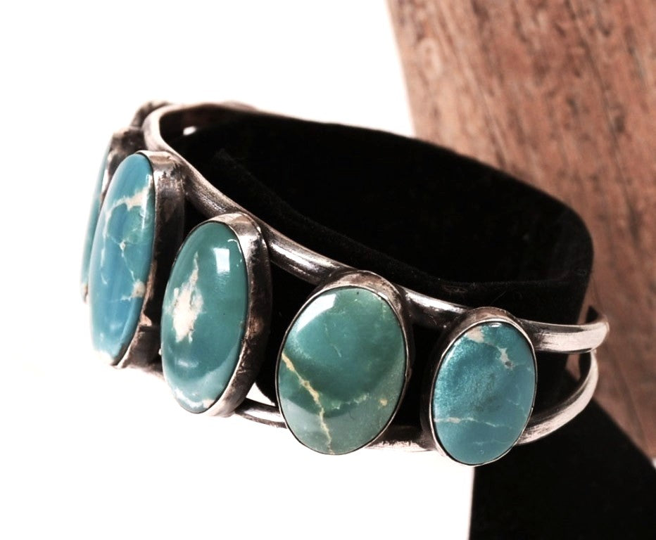 Navajo Sterling Silver 7 Variscite Setting Bracelet