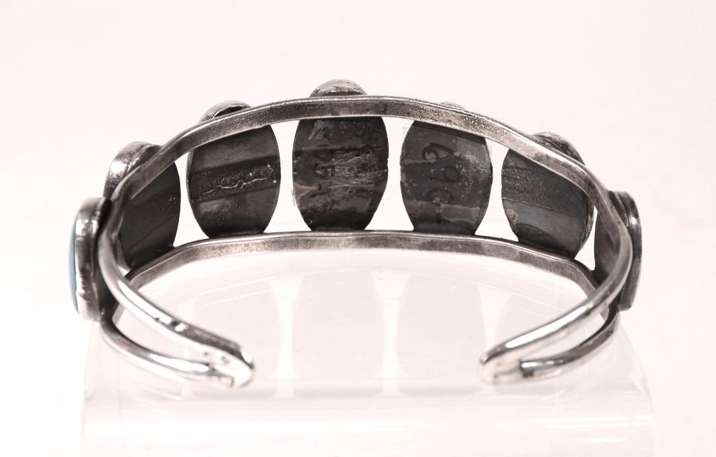 Navajo Sterling Silver 7 Variscite Setting Bracelet