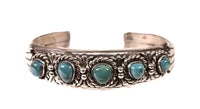 Navajo Sterling Silver 5 Natural Turquoise Bracelet