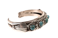 Navajo Sterling Silver 5 Natural Turquoise Bracelet