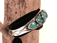 Navajo Sterling Silver Six Turquoise Setting Bracelet