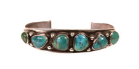 Navajo Sterling Silver Six Turquoise Setting Bracelet