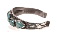 Navajo Sterling Silver Six Turquoise Setting Bracelet