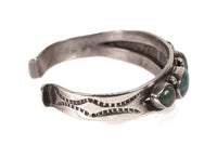 Navajo Sterling Silver Six Turquoise Setting Bracelet