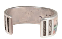 Zuni "Sunface and Yei" Sterling Silver Multistone Inlay Cuff Bracelet by Gilbert Calavaza
