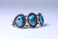 Navajo Cuff Bracelet with Three Turquoise Settings