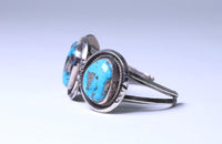 Navajo Cuff Bracelet with Three Turquoise Settings