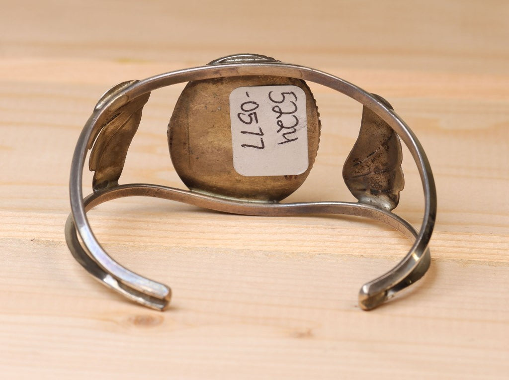 Zuni Cuff Bracelet: Inlaid Floral Motif