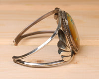 Zuni Cuff Bracelet: Inlaid Floral Motif