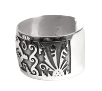 Hopi Pueblo Sterling Silver Overlay Cuff Bracelet