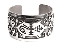 Hopi Pueblo Sterling Silver Overlay Cuff Bracelet