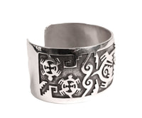 Hopi Pueblo Sterling Silver Overlay Cuff Bracelet