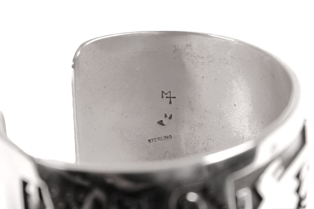 Hopi Pueblo Sterling Silver Overlay Cuff Bracelet