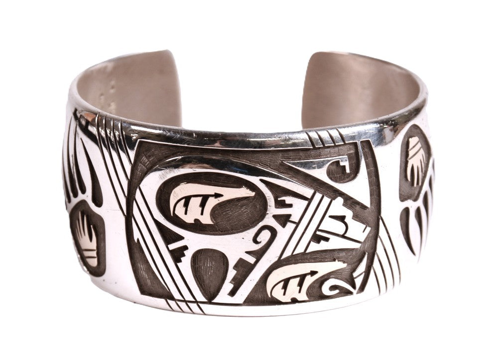 Hopi Pueblo Sterling Silver & 14k Gold Cuff Bracelet