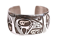 Hopi Pueblo Sterling Silver & 14k Gold Cuff Bracelet