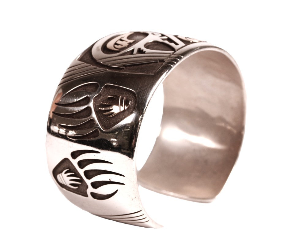 Hopi Pueblo Sterling Silver & 14k Gold Cuff Bracelet