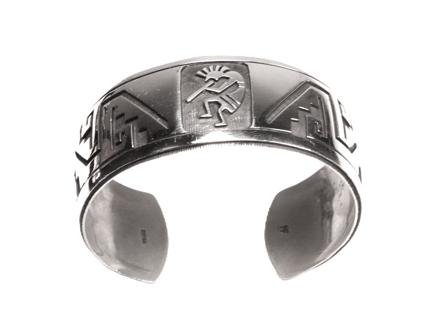 Hopi Pueblo Sterling Silver Overlay Cuff Bracelet By Nathan Fred Sr