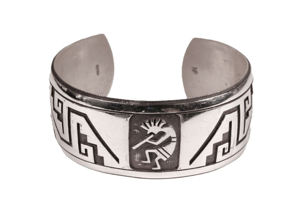 Hopi Pueblo Sterling Silver Overlay Cuff Bracelet By Nathan Fred Sr
