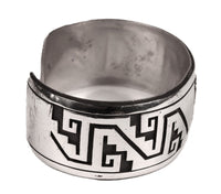 Hopi Pueblo Sterling Silver Overlay Cuff Bracelet By Nathan Fred Sr