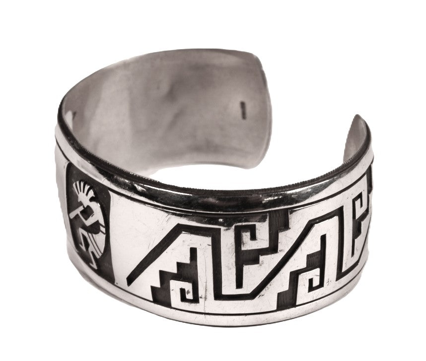 Hopi Pueblo Sterling Silver Overlay Cuff Bracelet By Nathan Fred Sr