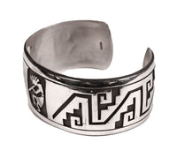 Hopi Pueblo Sterling Silver Overlay Cuff Bracelet By Nathan Fred Sr