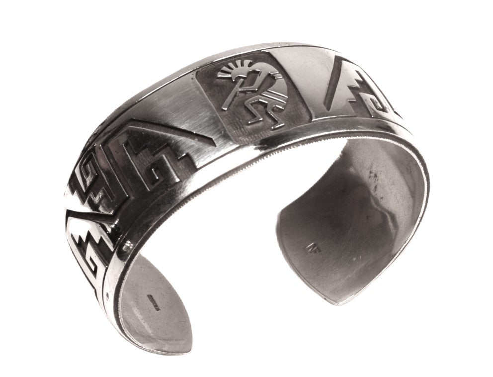 Hopi Pueblo Sterling Silver Overlay Cuff Bracelet By Nathan Fred Sr