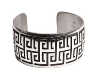 Hopi Pueblo Sterling Silver Overlay Cuff Bracelet By Mark Tawahongva