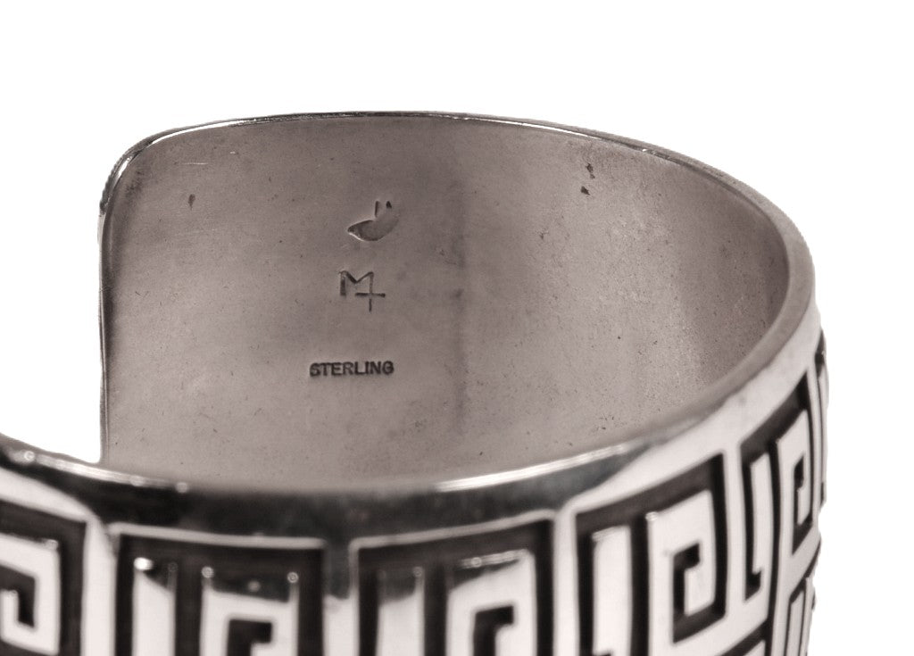Hopi Pueblo Sterling Silver Overlay Cuff Bracelet By Mark Tawahongva