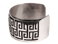 Hopi Pueblo Sterling Silver Overlay Cuff Bracelet By Mark Tawahongva