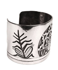 Hopi Pueblo Sterling Silver Overlay Cuff Bracelets By Victor Coochwytewa