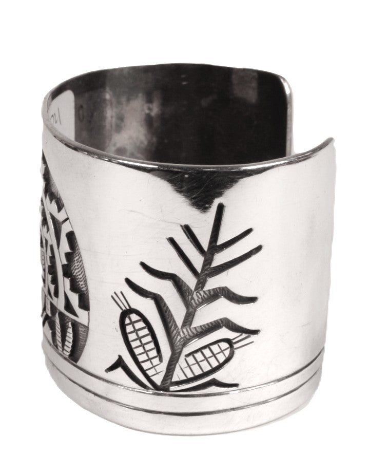 Hopi Pueblo Sterling Silver Overlay Cuff Bracelets By Victor Coochwytewa
