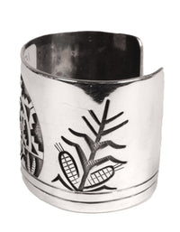 Hopi Pueblo Sterling Silver Overlay Cuff Bracelets By Victor Coochwytewa