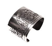 Hopi Pueblo Sterling Silver Overlay Cuff Bracelets By Victor Coochwytewa