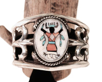 Navajo Sterling Silver Bracelet with Multi Stone Gahn Dancer Inlayed